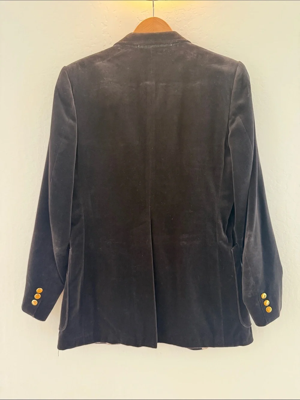 Jean Paul Germain Custom Men's Chocolate Velvet Blazer with Gold Buttons